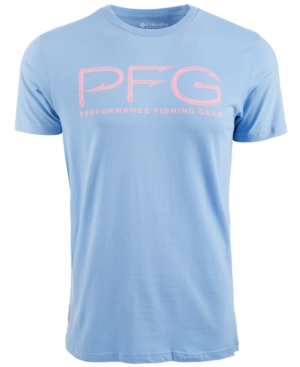 Shop Columbia Men's Pfg Hooks Short Sleeve T-shirt In Light Blue