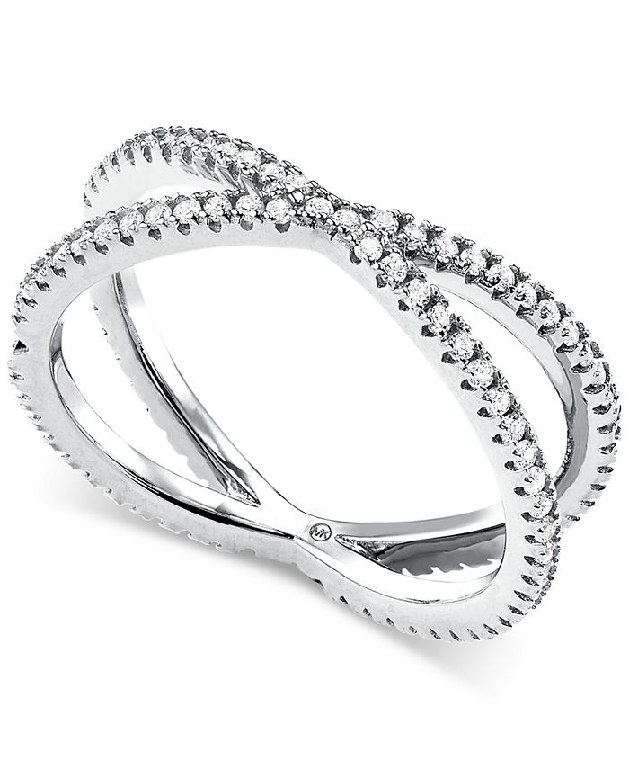 Michael Kors Women's Custom Kors Sterling Silver Pave Nesting Ring 