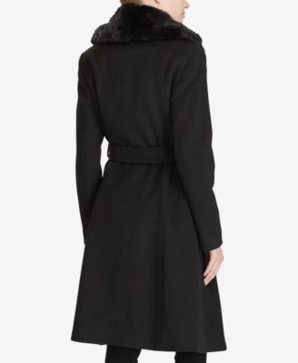 LAUREN RALPH LAUREN ♡ ダブルクロージャーフフーデットコート Lauren Ralph Lauren Faux-Fur Shawl-Collar Wrap Coat - Macy's