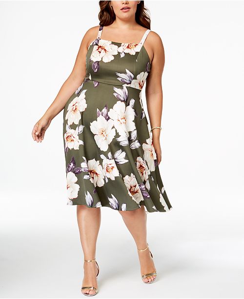 Soprano Trendy Plus Size Floral Print Midi Dress And Reviews Dresses Plus Sizes Macys 6592