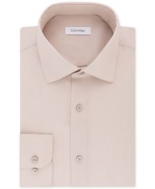 Calvin Klein Men's STEEL Classic-Fit Non-Iron Performance Herringbone Spread Collar Dress Shirt