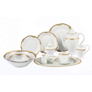 Lorren Home Trends Catherine 57-pc. Dinnerware Set, Service For 8 In Gold