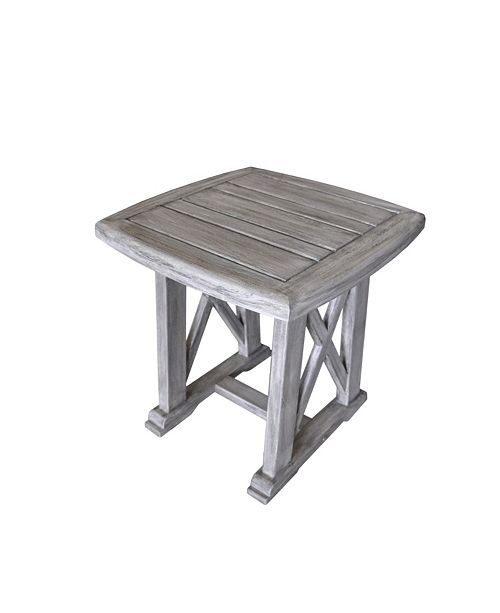 Courtyard Casual Driftwood Teak Surf Side Outdoor Side Table Reviews Furniture Macy S