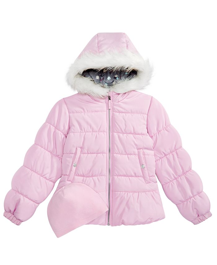 Weathertamer Little Girls Quilted Puffer Jacket & Matching Hat - Macy's