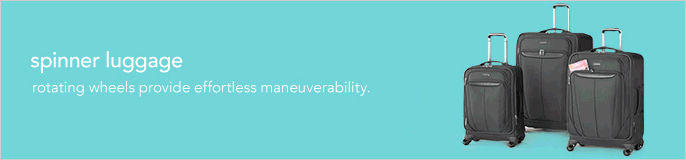 Spinner luggage, rotating wheels provide effortless maneuverability