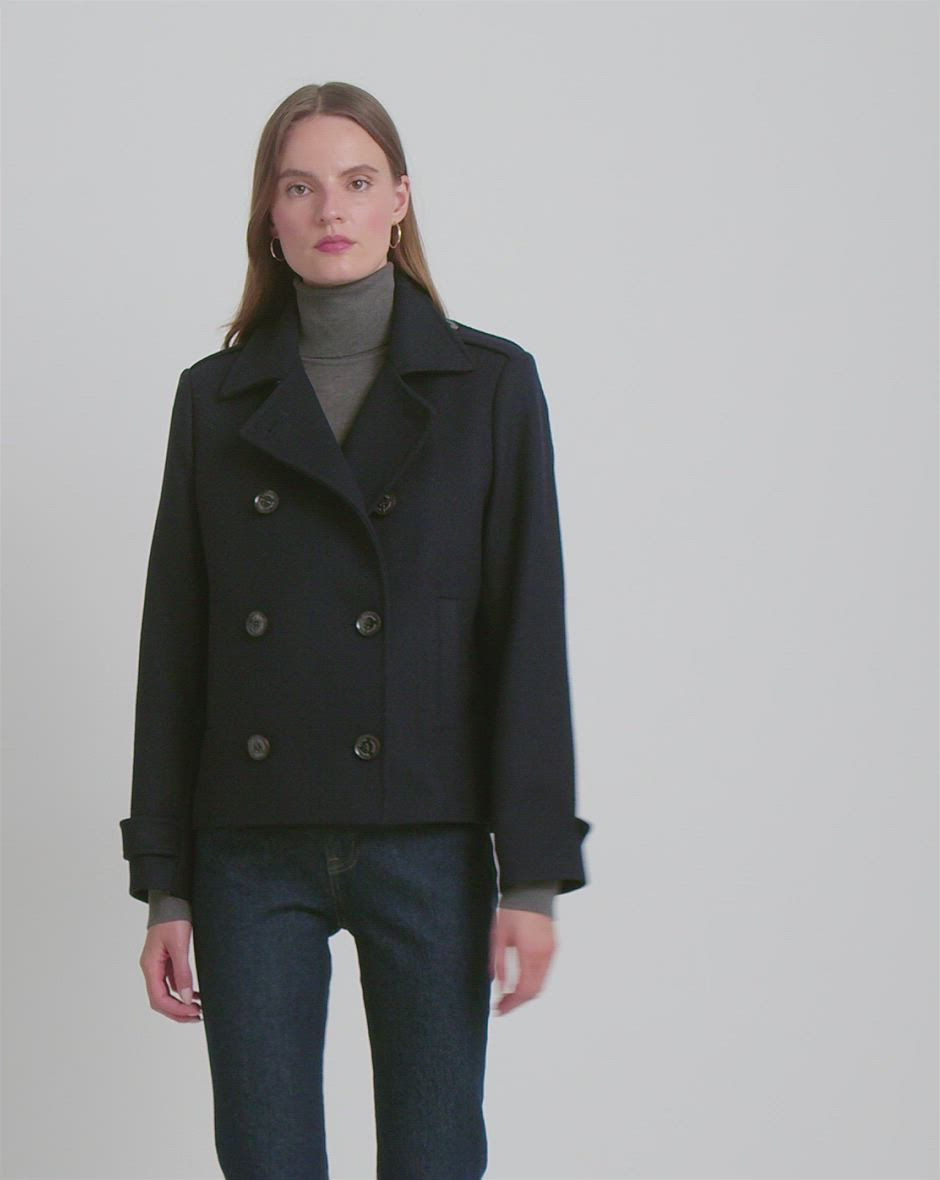 Lauren Ralph Lauren Women's Short Double-Breasted Wool Coat - Macy's