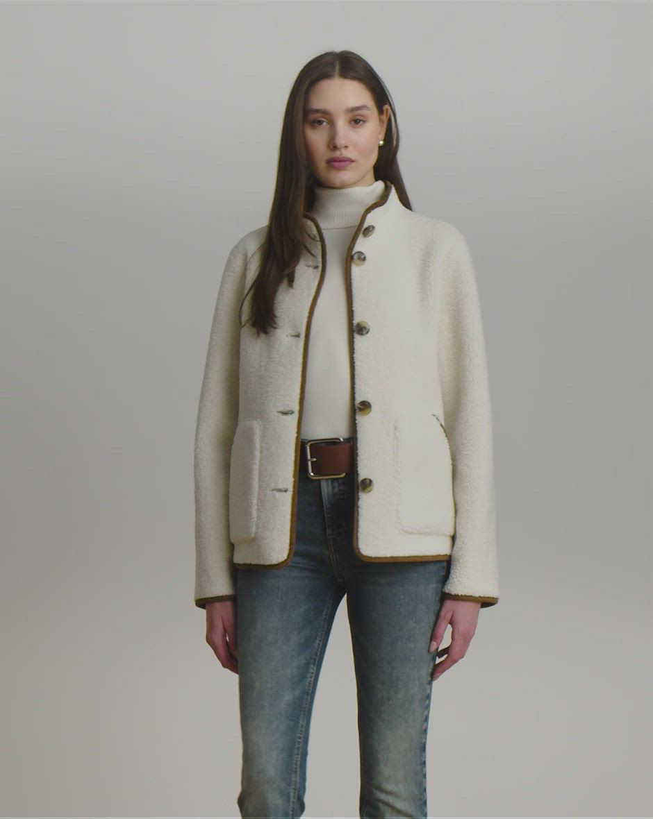 Women's Faux-Suede-Trim Fleece Jacket