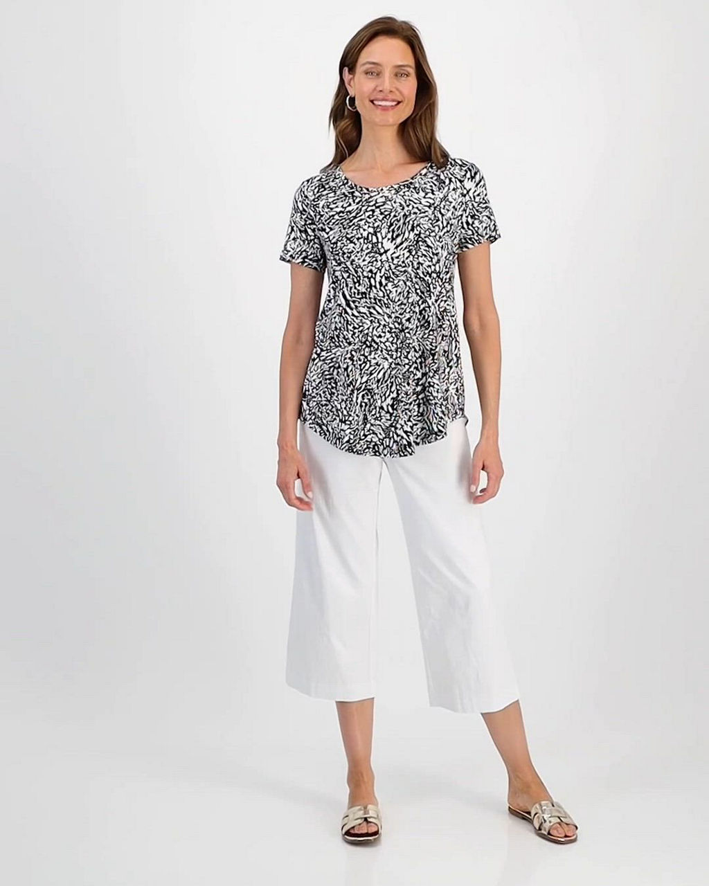 JM Collection Women's Printed Scoop-Neck Short Sleeve Top