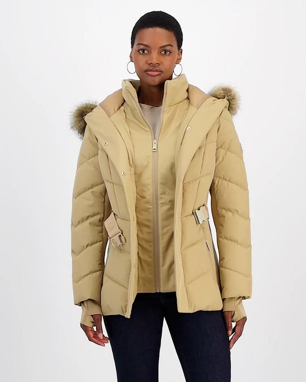 Michael Kors Women's Faux-Fur-Trim Hooded Puffer Coat - Macy's