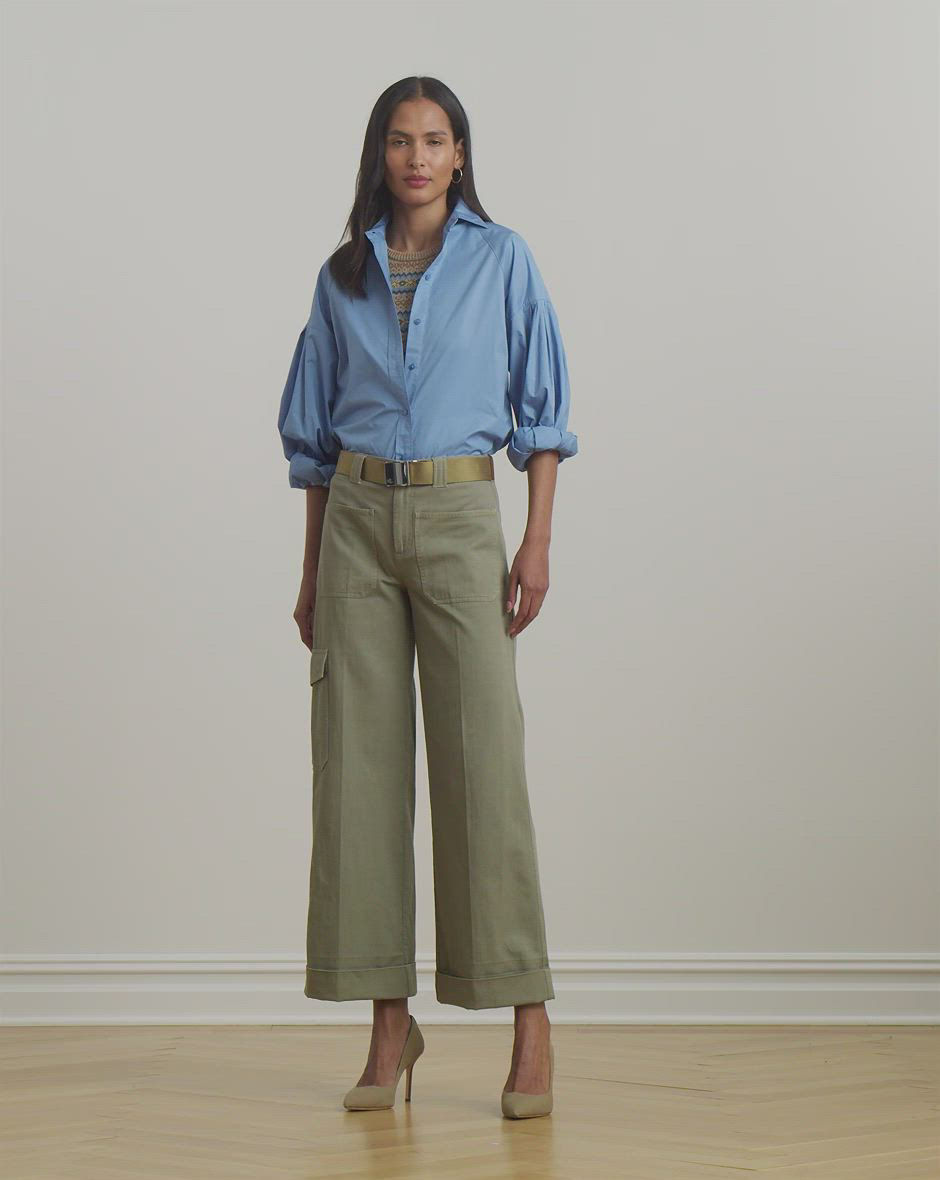 Lauren Ralph Lauren Women's Pleated Cotton Twill Wide-Leg