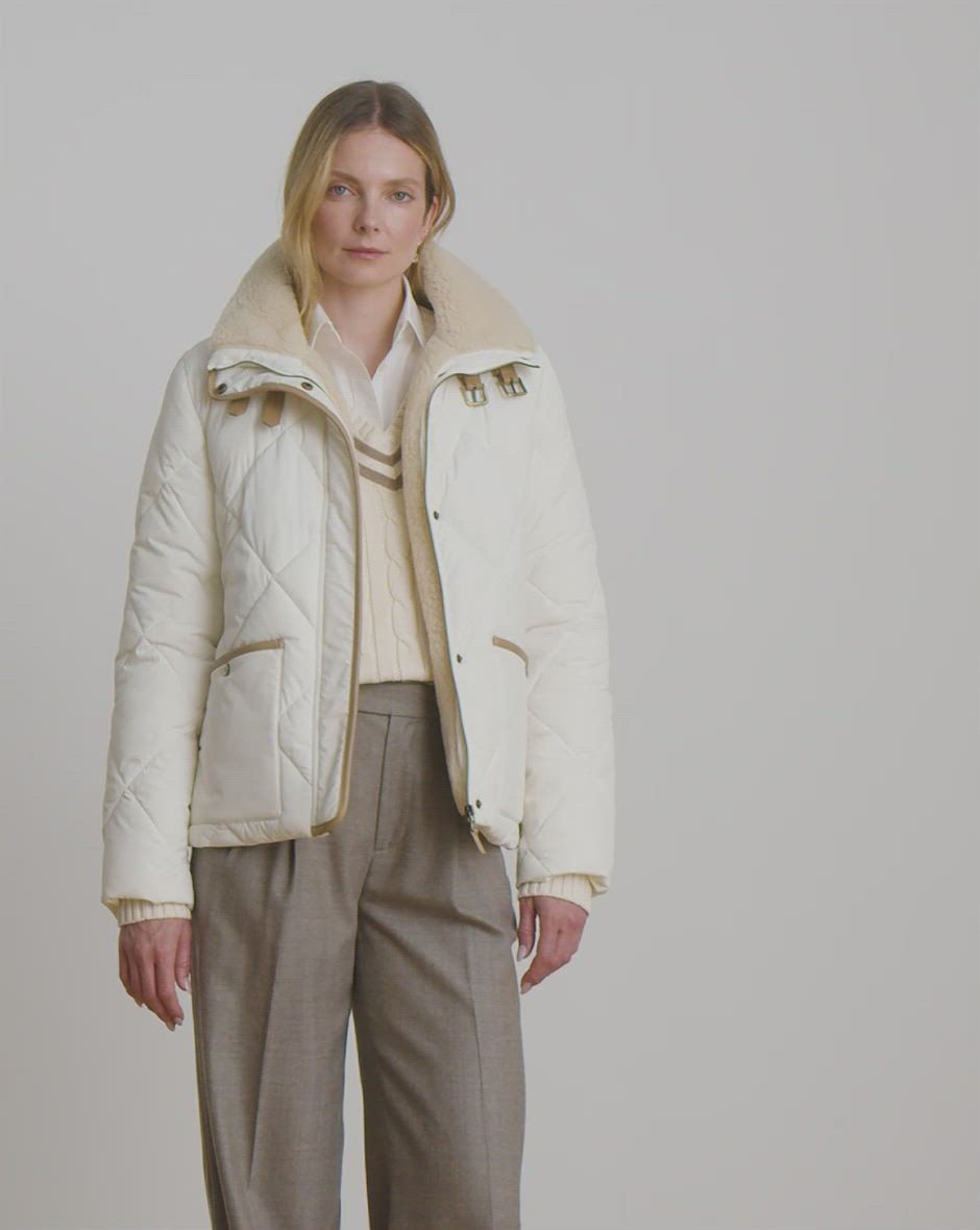 Lauren Ralph Lauren Women's Faux-Fur-Collar Diamond Quilted Jacket