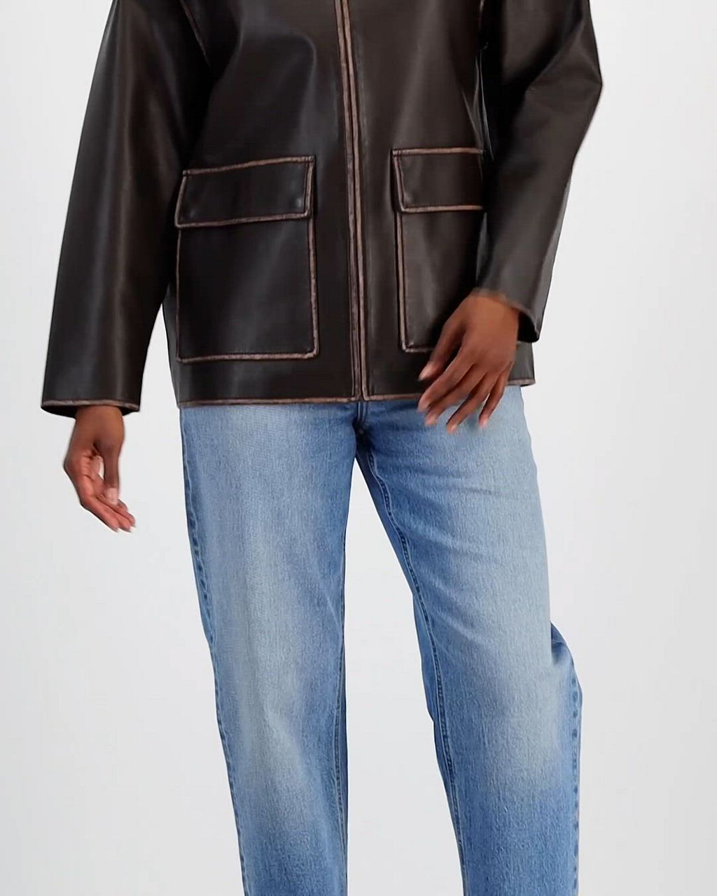 BCBGMAXAZRIA Women's Zip-Front Faux-Leather Coat - Macy's