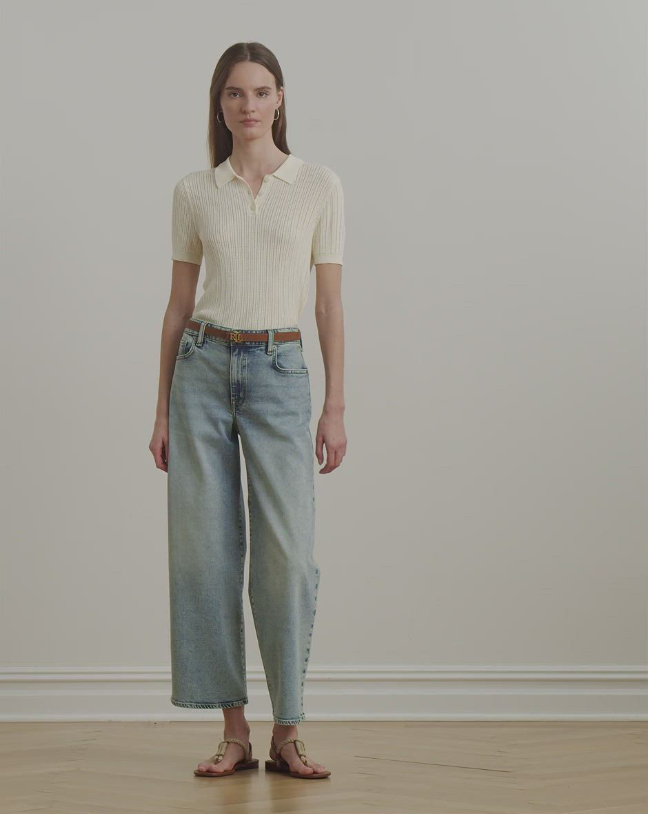 Lauren Ralph Lauren Women's High-Rise Wide-Leg Cropped Jeans - Macy's