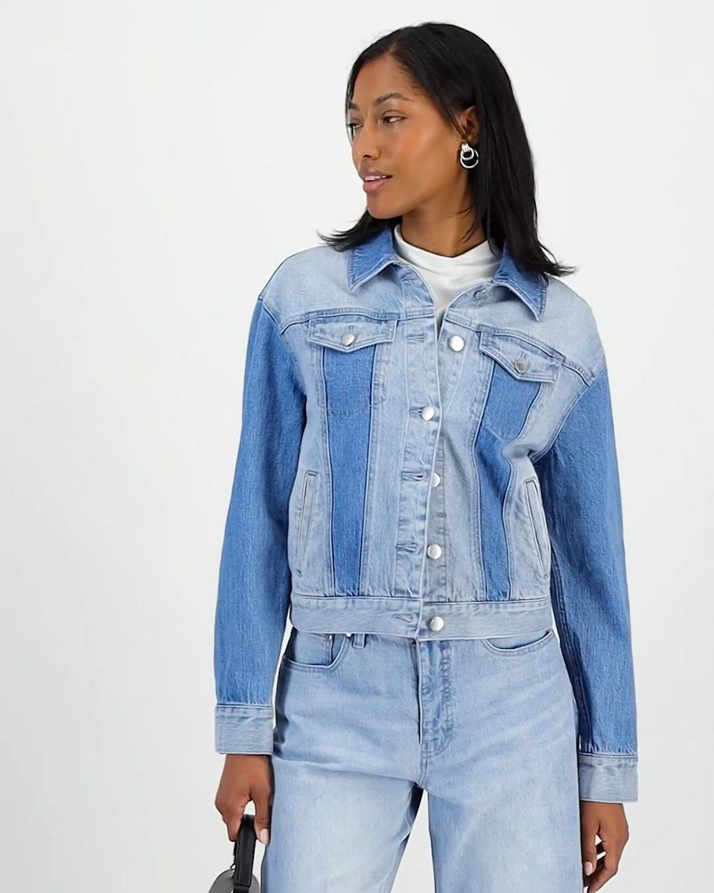 On 34th Women's Two-Tone Denim Trucker Jacket, Macy's Exclusive
