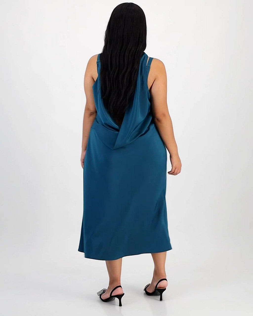 knee length dresses for ladies Bold Scarf Print Midi Dress with Cut Out main image 0