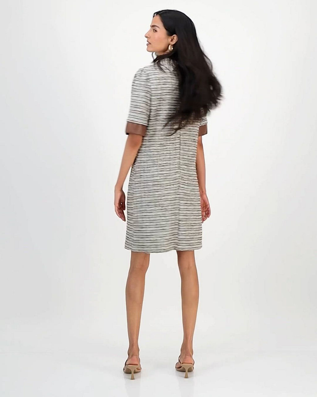 julia jordan Women's Faux-Leather-Trim Tweed Shift Dress - Macy's
