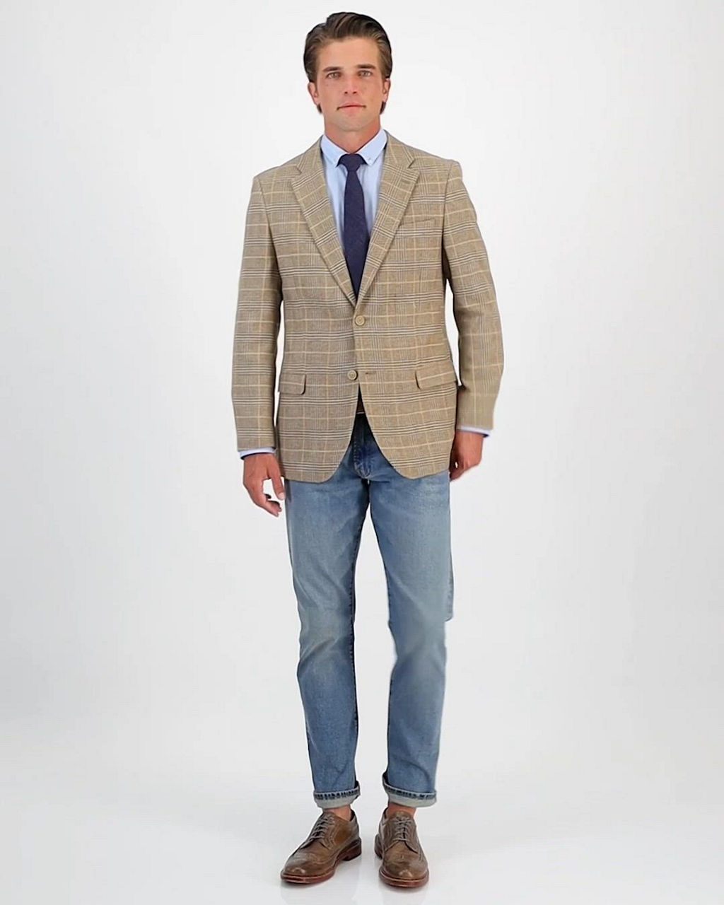 Nautica Men's Modern-Fit Tan Plaid Tweed Sport Coat - Macy's