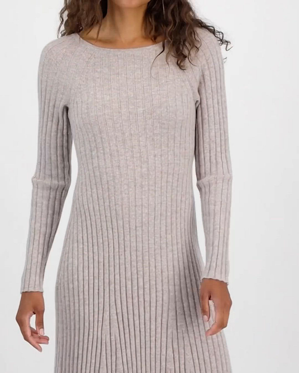 white christmas dresses Cable-Knit Round Neck Color Block Sweater Dress Black / L main image 0