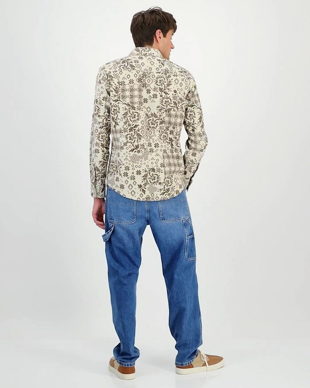 Sun + Stone Men's Bonds Long-Sleeve Cotton Patchwork-Print