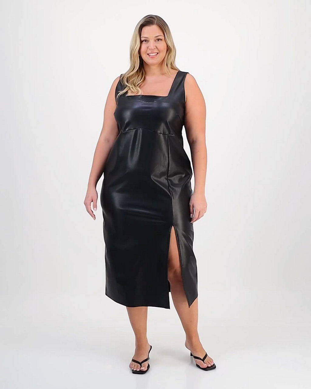green emerald velvet dress Plus Size Strapless Faux Leather Maxi Dress main image 1