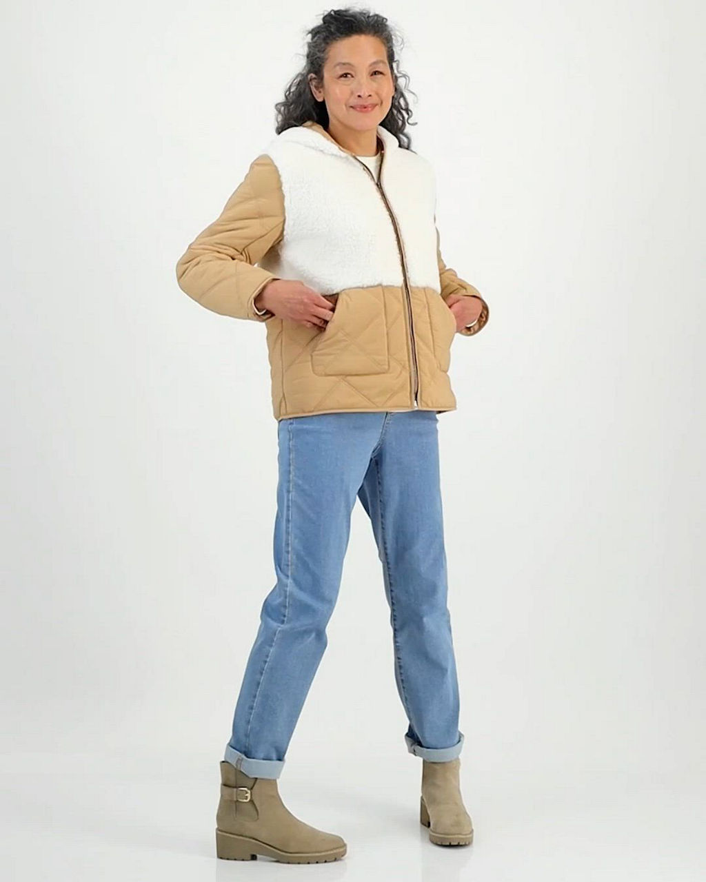 Style & Co Women's Mixed Media Sherpa Jacket, Macy's Exclusive