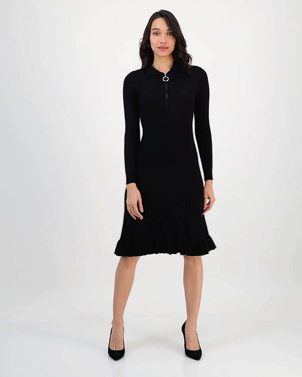 macy's black sweater dress Robbie Bee Women's Spread-Collar Long-Sleeve Color:Black/White or a sleek belt 95recycledbody Veaul 2026 Medieval Gothic
