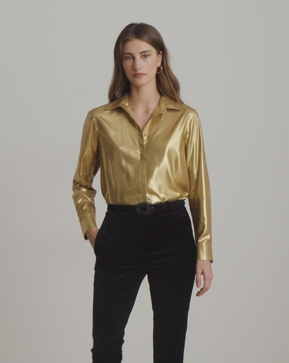 women's gold dress shirt Buy Gold Satin Long Sleeve Shirt from Next USA