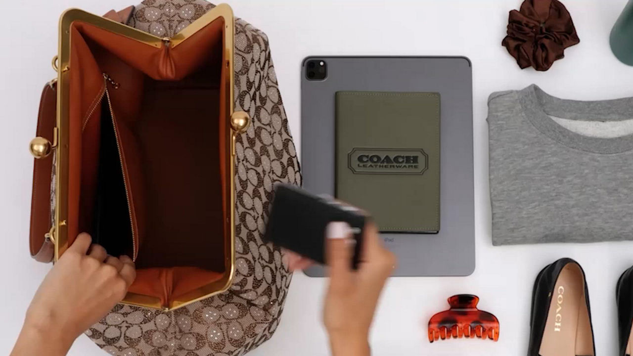 COACH Kisslock Large Crystal Signature Jacquard Frame Bag - Macy's