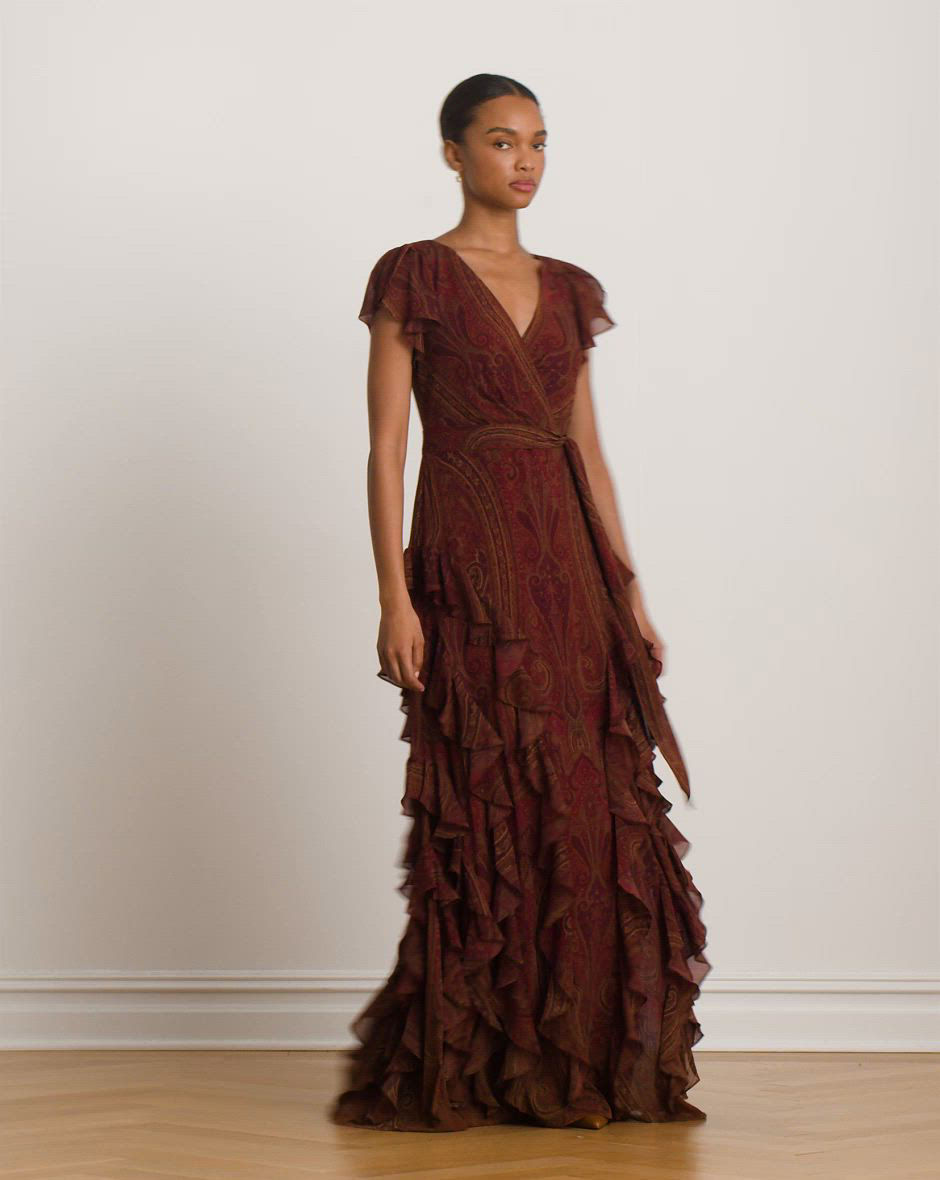 Lauren Ralph Lauren Women's Paisley V-Neck Gown - Macy's