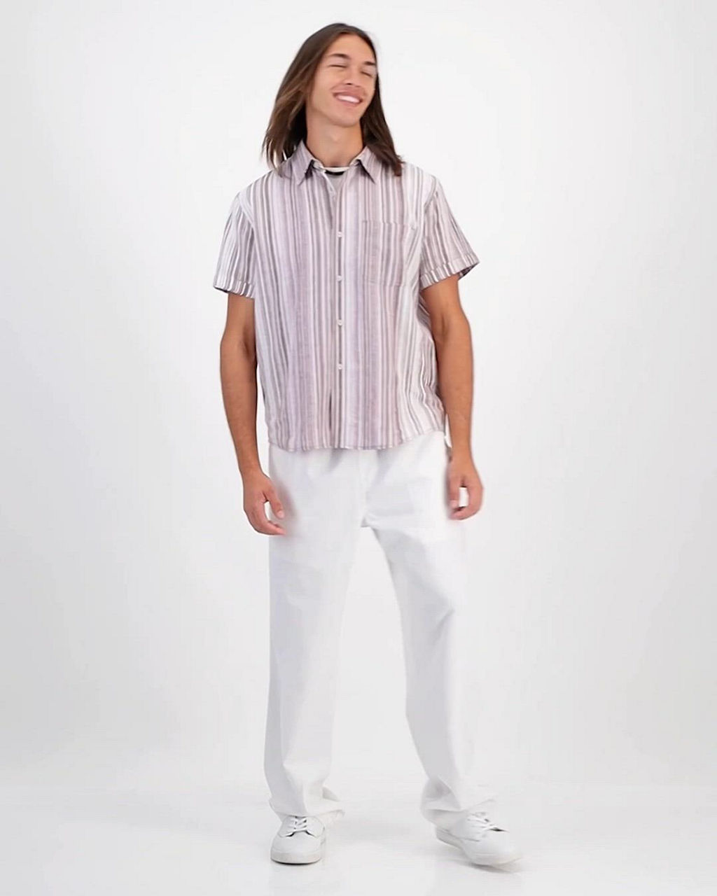 トップス mac Sun + Stone Men's Patio Striped Short-Sleeve Button-Up Shirt and