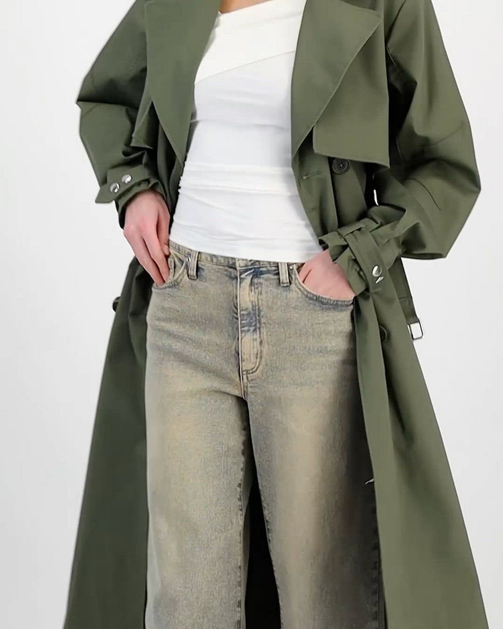 Bar III Women's Belted Oversized-Sleeve Trench Coat, Macy's