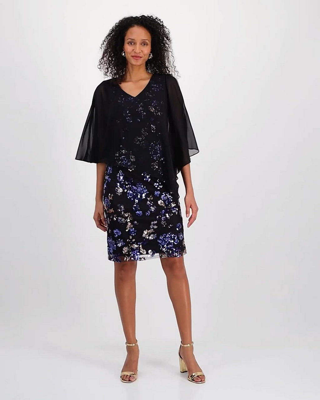 sequin chiffon overlay dress SL Fashions Women's Sequined Chiffon-Overlay Dress