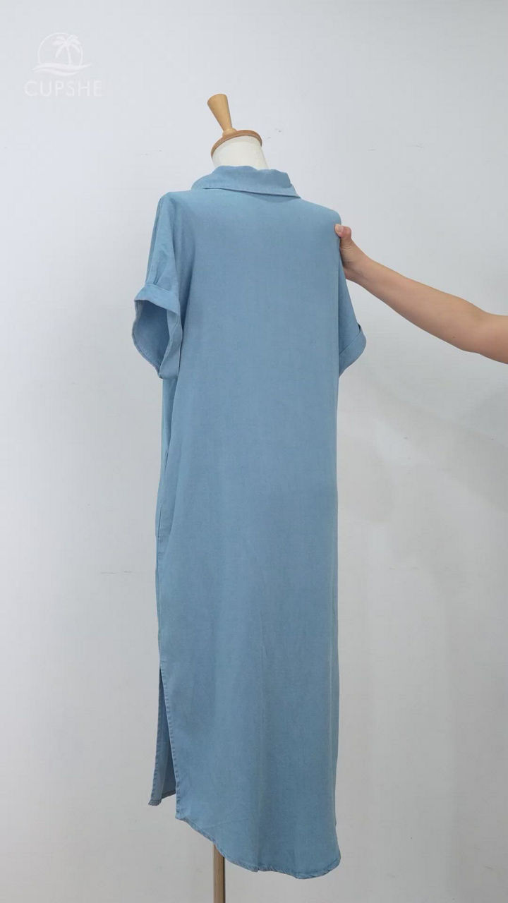 Cupshe Women's Denim Short Sleeve Button Down Cover Up Dress - Macy's