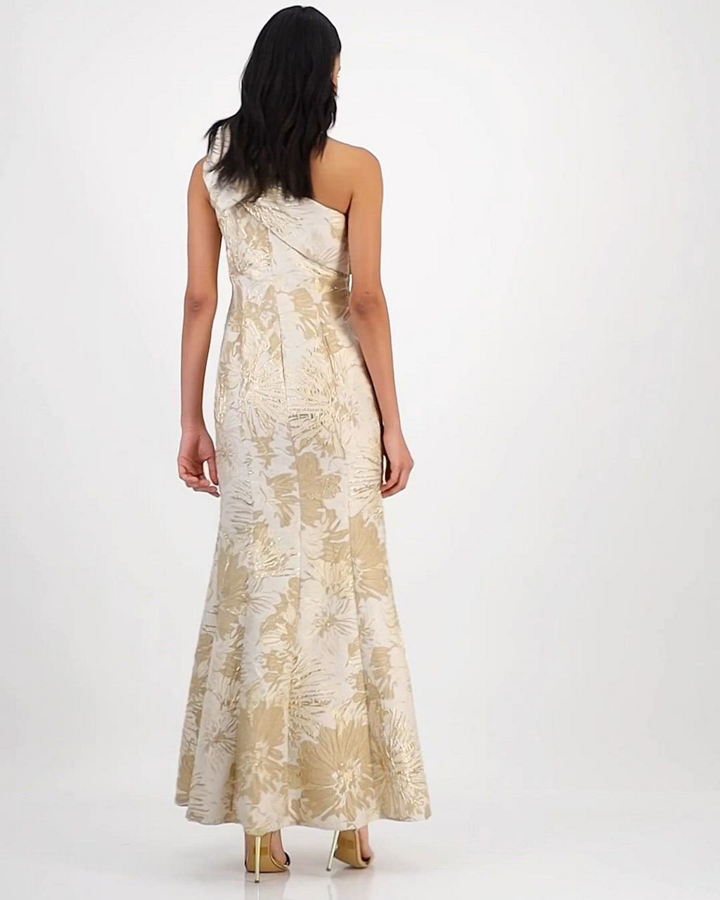 Donna Karan New York Women's Jacquard Bow-Trim One-Shoulder Gown - Macy's