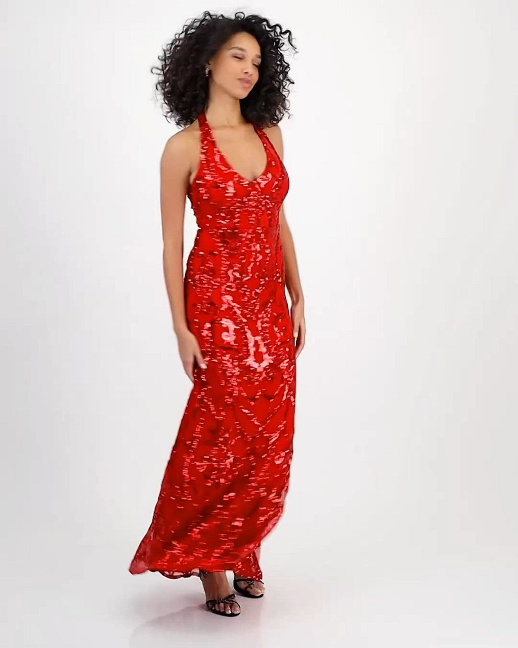 long purple halter dress Shannon Halter Necktie Floor Length Dress