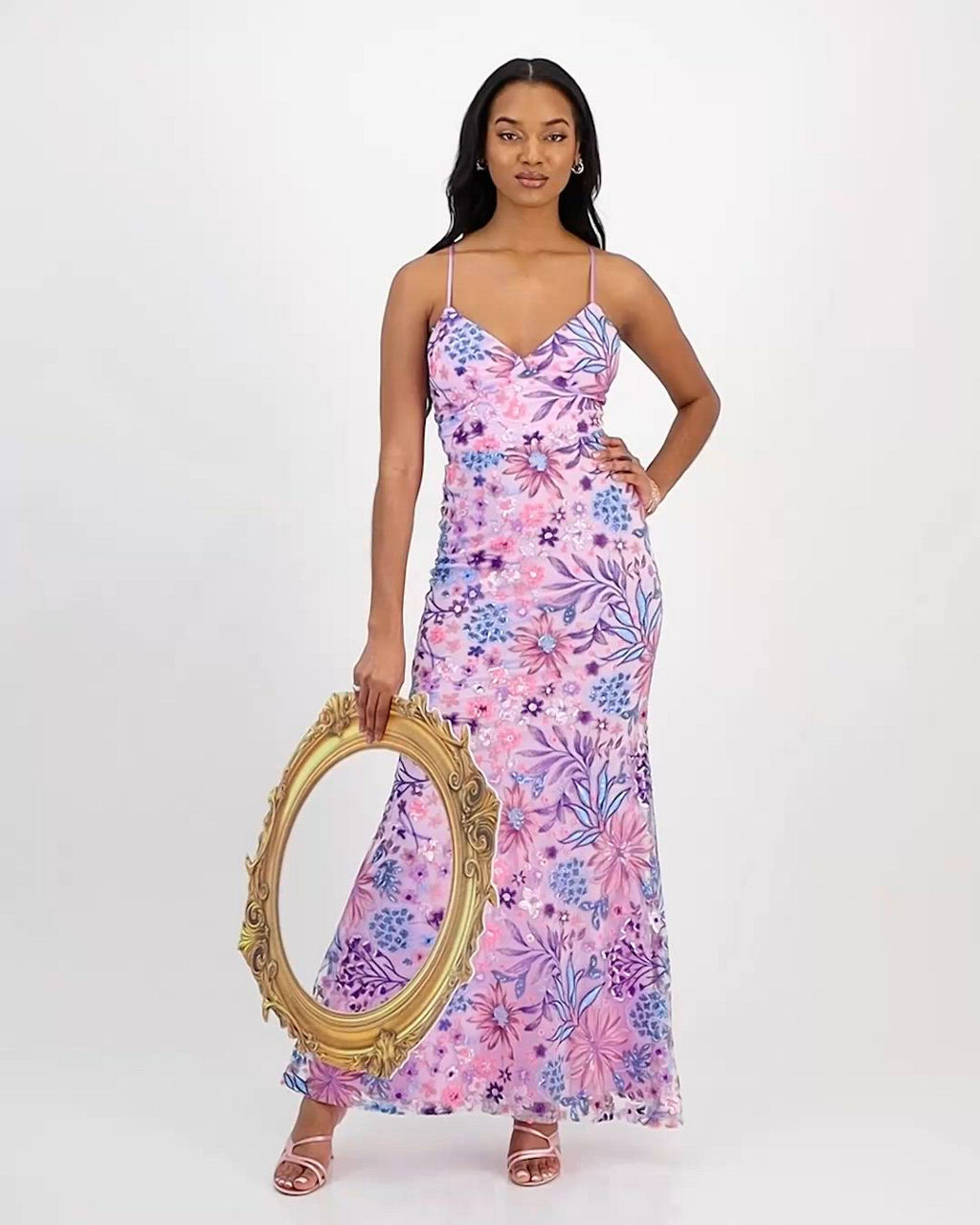 pink and cream dress The Ramsie Smocked Floral Midi Dress in Cream + Pink Small main image 0