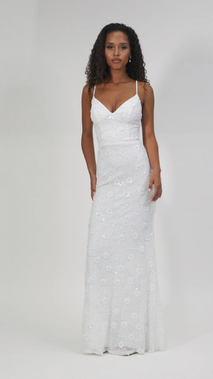justine formal sequin mock neck mermaid dress JUSTINA Floral Sequin Overlay Mermaid Prom & Formal Dress Black / 12 USA