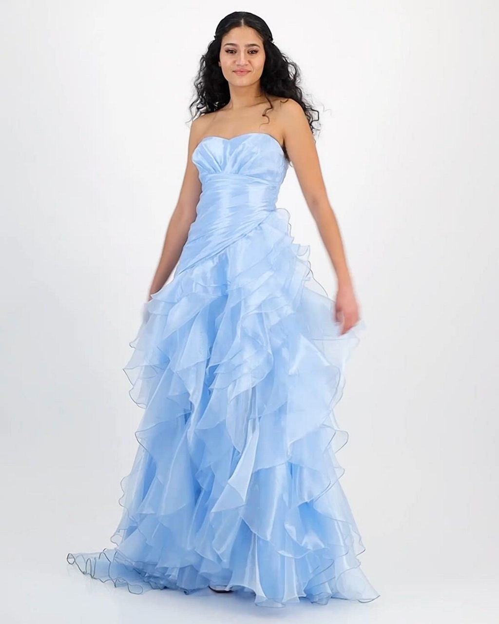 blue strapless evening dress Complex Pinch Pleatd Baby Blue Strapless A-line Long Prom Dress, Eveni –  AlineBridal