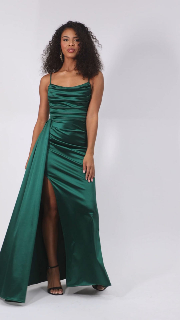 B Darlin Juniors' Satin Cowl Neck Gown - Macy's