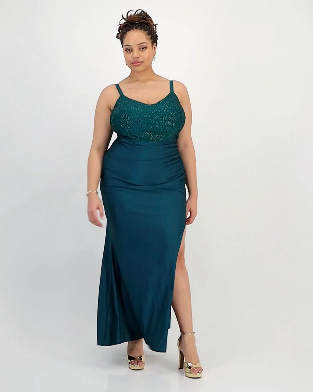 beaded top formal dress Cinderella Divine BEADED SLEEVELESS OVERSKIRT GOWN CD993 – LA TOP DIVAS main image 0