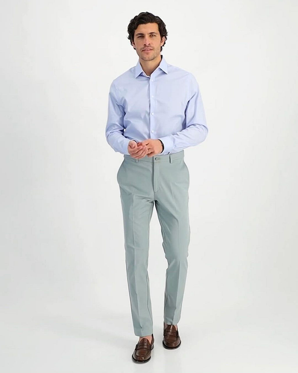 Michael Kors Men's Classic-Fit Cotton-Blend Dress Pants - Sage - Size 48x32