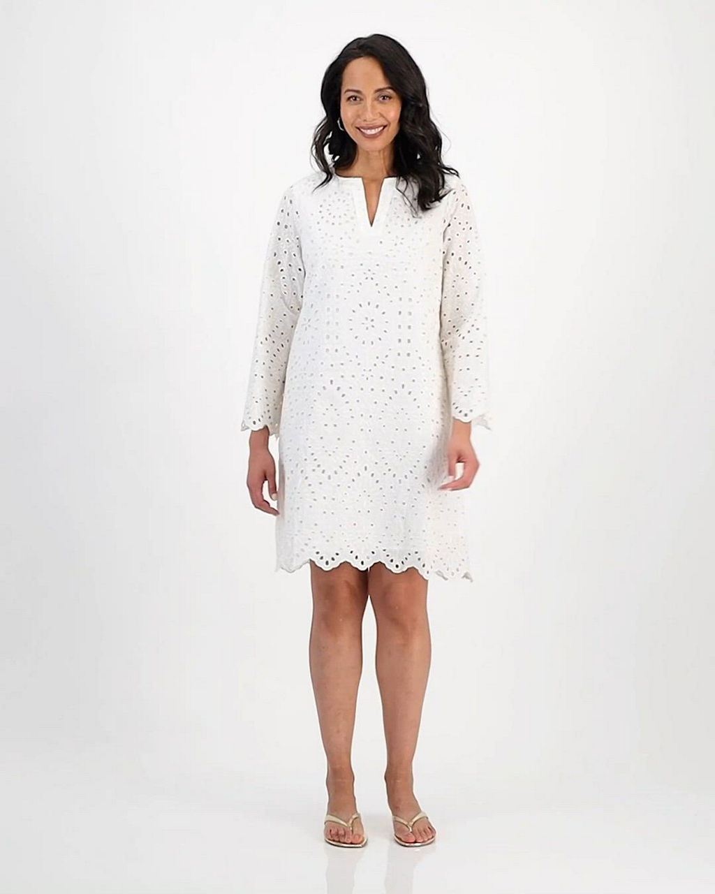 JM Collection Women's Novelty Eyelet Bracelet Sleeve Shift Dress, Macy's  Exclusive - Macy's