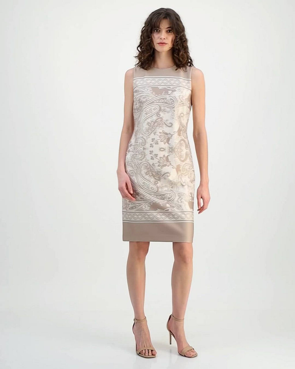 anne klein grey dress Women's Printed Sleeveless Sheath secure fit that’s easy