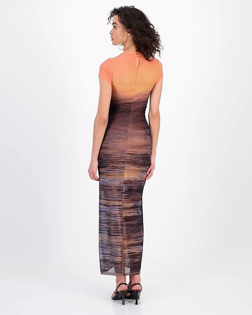 GUESS Women's Short-Sleeve Beach Sunset Mesh Maxi Dress - Macy's