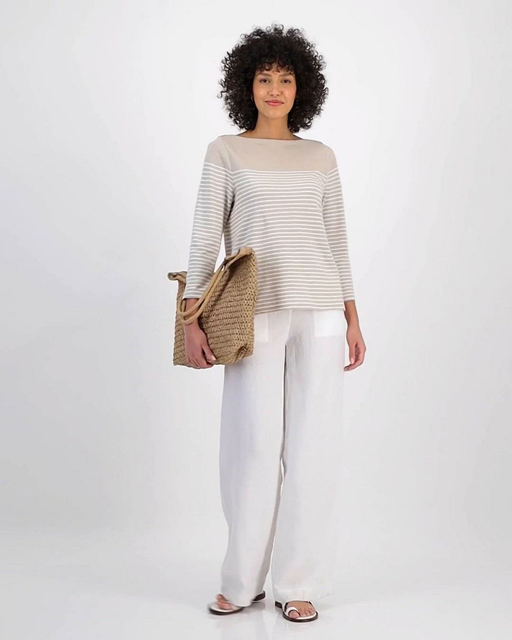 Charter Club Women's Linen Blend Boat-Neck 3/4-Sleeve Top, Macy's