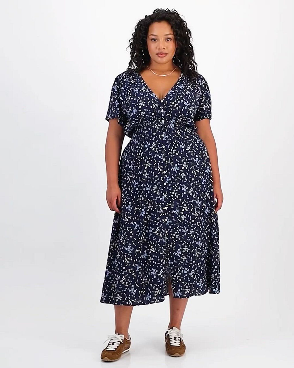 Levi's Plus Size V-Neck Button-Front A-Line Midi Dress - Macy's