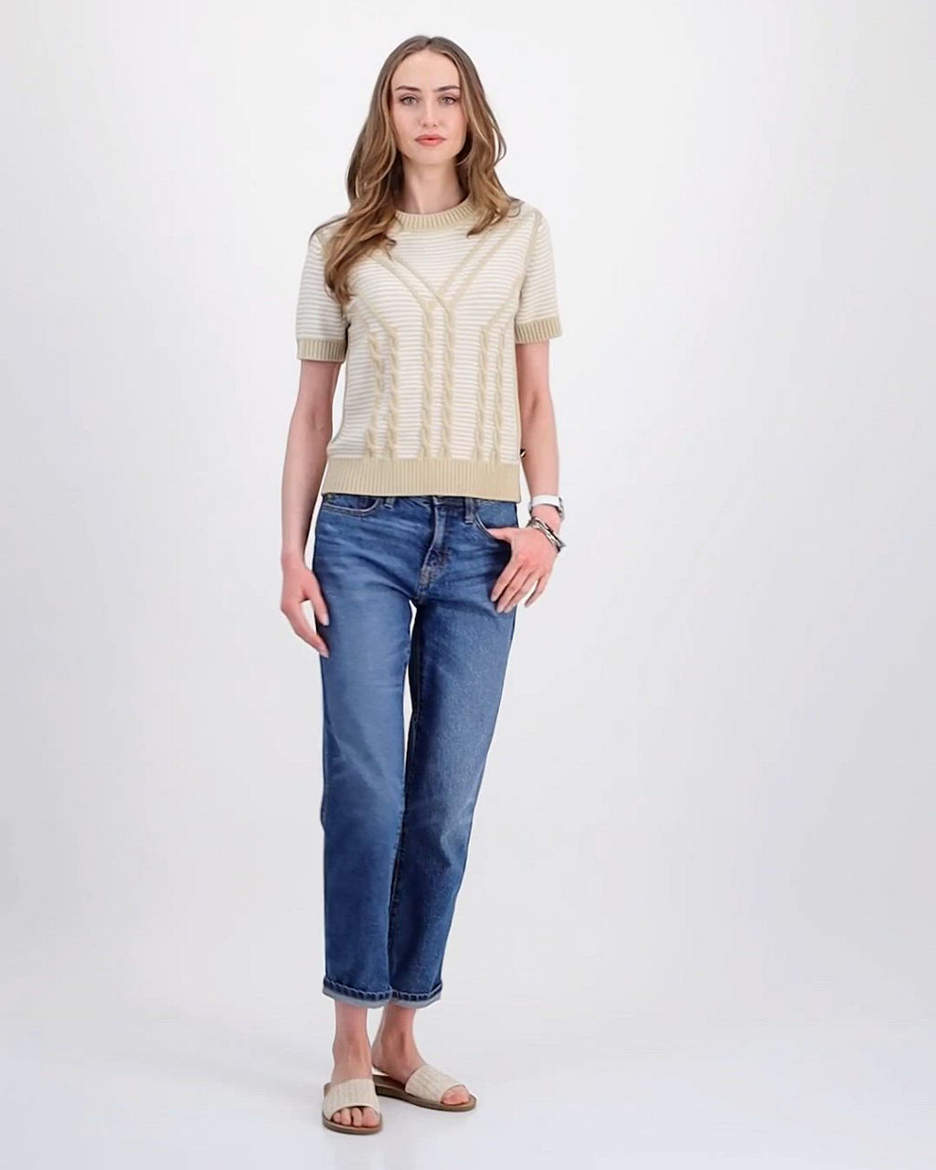 ニット+セーター NAUTICA USA IMPORT KNIT women's L Nautica Women's Short-Sleeve Traveling Cable-Knit Sweater - Macy's