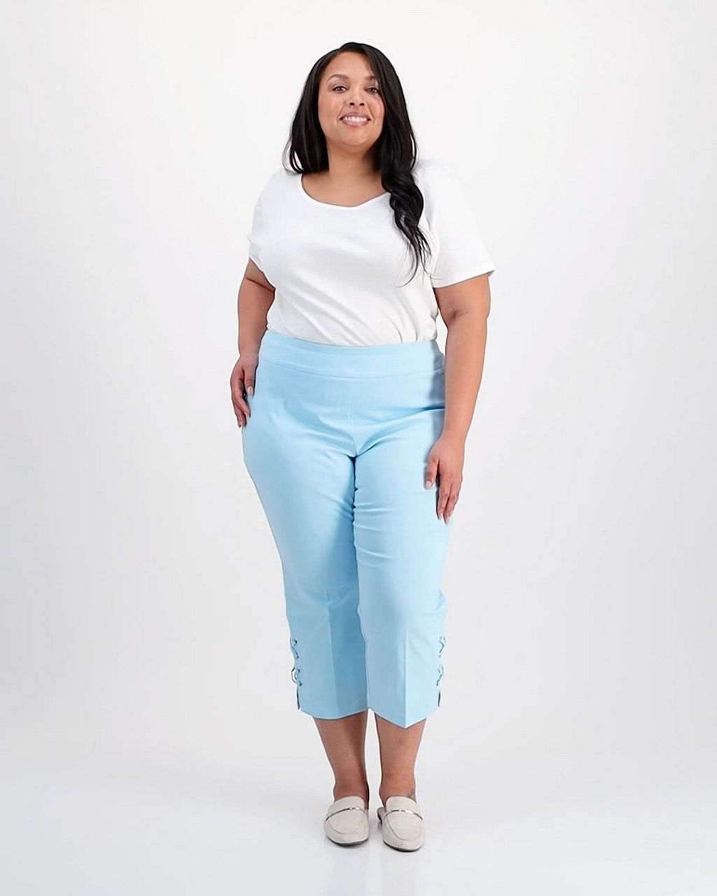 JM Collection Plus Size Side Lace-Up Capri Pants, Created for