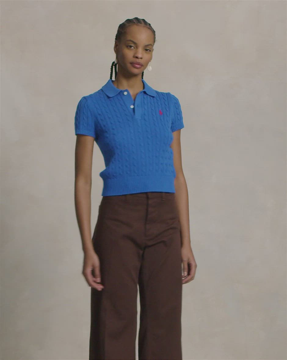 polo ralph lauren slim fit knit dress shirt Women's Ribbed Collar Cropped Sweater Sweater Dresses