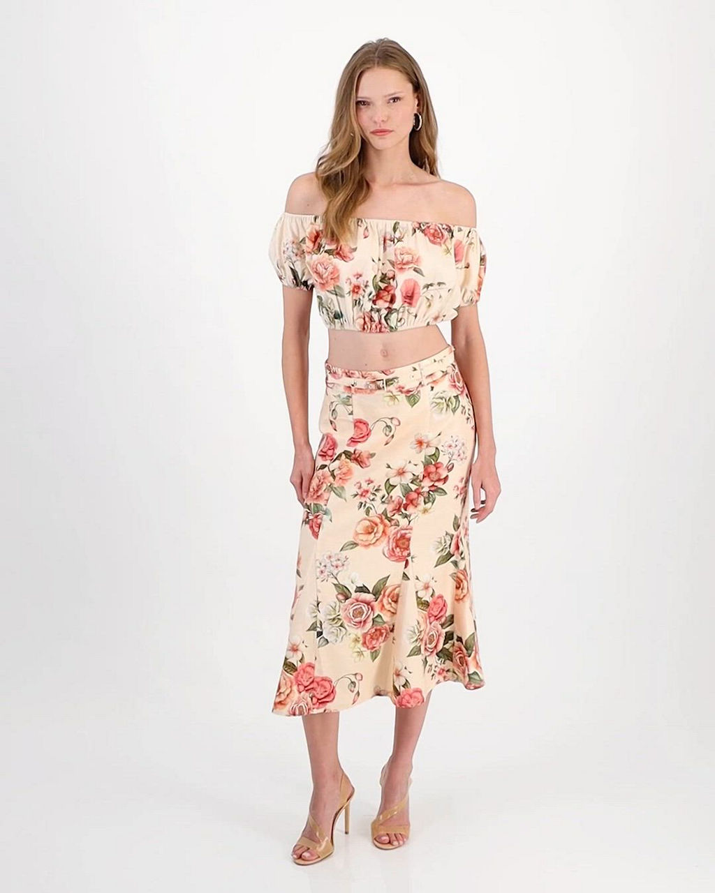GUESS Women's Ryan Floral Linen-Blend Midi Skirt - Macy's